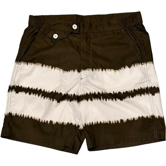 Brooks Brothers Men’s Newport 7" Tie-Dye Print Swim Trunks Green Zipper Fly Sz M - Picture 2 of 7